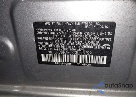 2016 Subaru Crosstrek 2.0I Limited z USA, uszkodzony, nr VIN JF2GPANC3GH298799